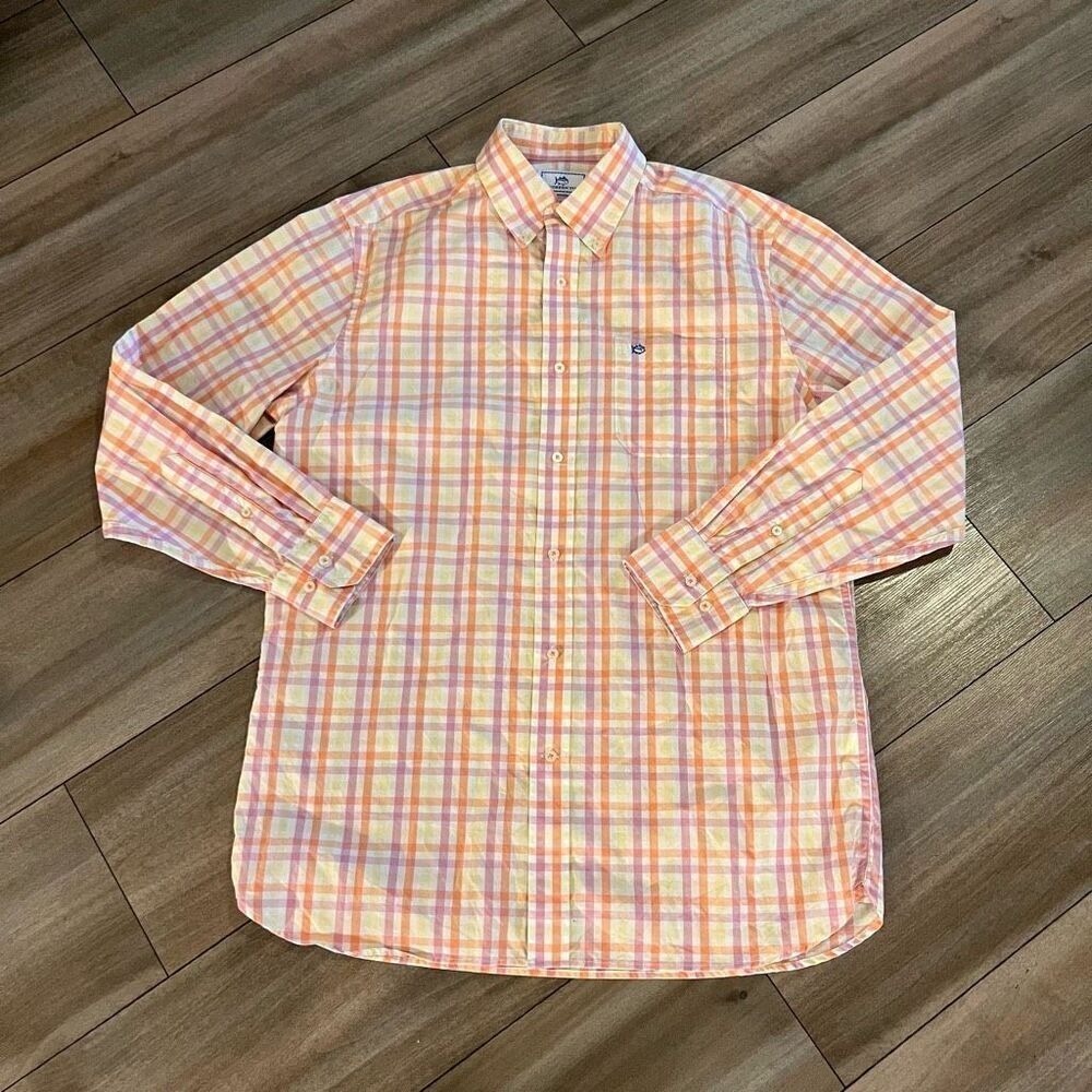 Southern Tide Mens Classic Fit Long Sleeve Button Down Plaid Shirt Bin‎ O-201